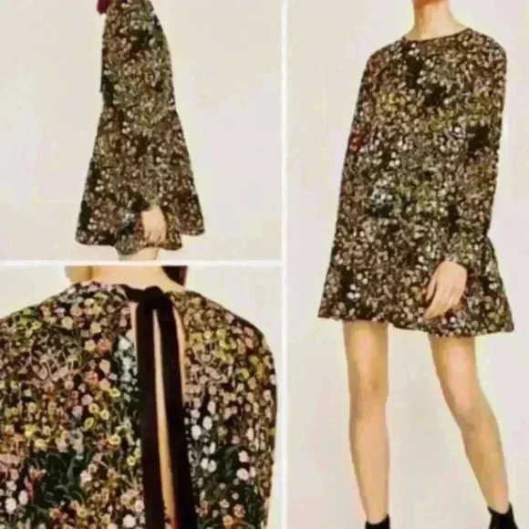 Zara Basic Collection Floral Mini Romper Tie Back Size Small - Picture 7 of 15